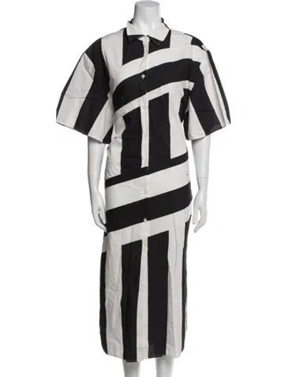 Pre-owned Frances Valentine Striped Long Dress W/ Tags In Black