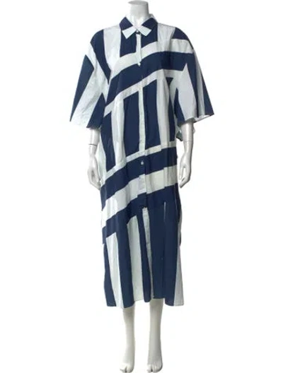 Pre-owned Frances Valentine Striped Long Dress W/ Tags In Blue