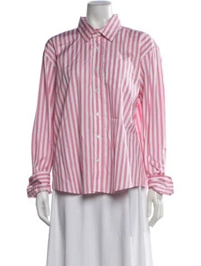 Pre-owned Frances Valentine Striped Long Sleeve Blouse In Pink