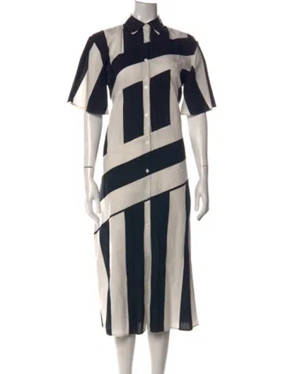 Pre-owned Frances Valentine Striped Midi Length Dress In Black