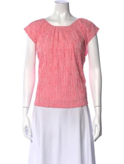 Pre-owned Frances Valentine Striped Scoop Neck Top In Pink
