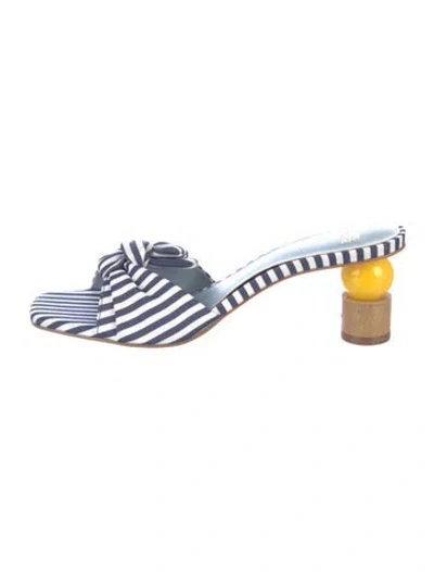 Pre-owned Frances Valentine Striped Slides In Blue