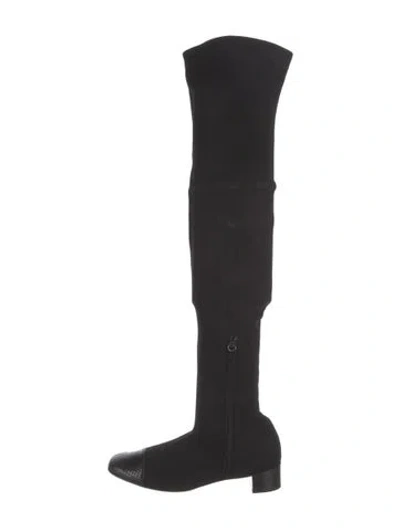 Pre-owned Frances Valentine Suede Slouch Boots In Black