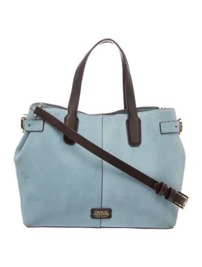 Pre-owned Frances Valentine Suede Top Handle Bag In Blue