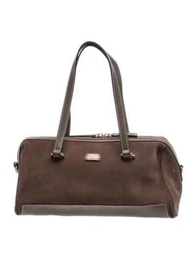 Pre-owned Frances Valentine Suede Top Handle Bag In Brown