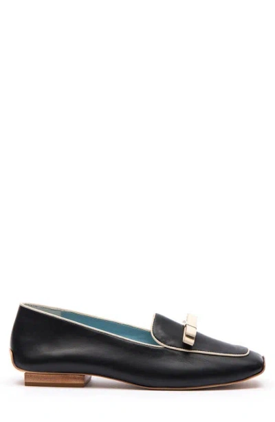 Frances Valentine Suzanne Bow Loafer In Black/ Oyster