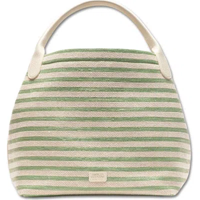 Frances Valentine Sweet Pea Raffia Top Handle Bag In Green