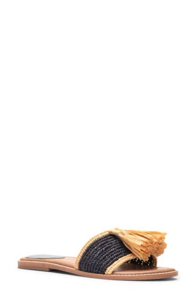 Frances Valentine Tassel Slide Sandal In Black