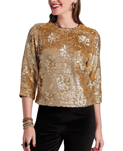 FRANCES VALENTINE TAYLOR SEQUIN TOP FLORAL SEQUIN