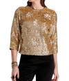 Frances Valentine Taylor Sequin Top Floral Sequin Viscose In Gold