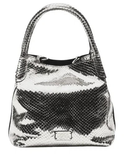 Frances Valentine Teeny Sweet Pea Metallic Snake-embossed Leather Tote In Silver
