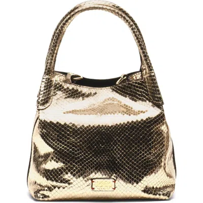 Frances Valentine Teeny Sweet Pea Snakeskin Embossed Metallic Leather Handbag In Gold
