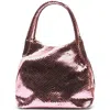 Frances Valentine Teeny Sweet Pea Snakeskin Embossed Metallic Leather Handbag In Pink