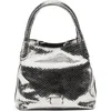 Frances Valentine Teeny Sweet Pea Snakeskin Embossed Metallic Leather Handbag In Silver