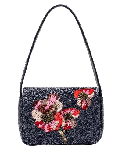 Frances Valentine Tini Beaded Shoulder Bag In Navy