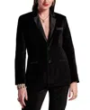Frances Valentine Tuxedo Jacket Tuxedo Velvet Stretch Velvet In Black