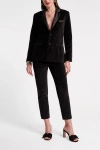 Frances Valentine Tuxedo Jacket Tuxedo Velvet Stretch Velvet In Black