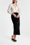 Frances Valentine Tuxedo Maxi Skirt Tuxedo Velvet Stretch Velvet In Black