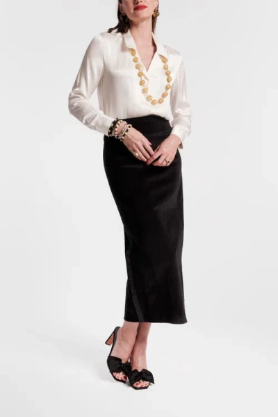 Frances Valentine Tuxedo Maxi Skirt Tuxedo Velvet Stretch Velvet In Black