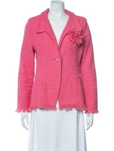 Pre-owned Frances Valentine Tweed Pattern Blazer In Pink