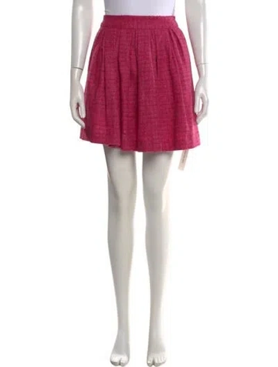 Pre-owned Frances Valentine Tweed Pattern Mini Skirt In Pink
