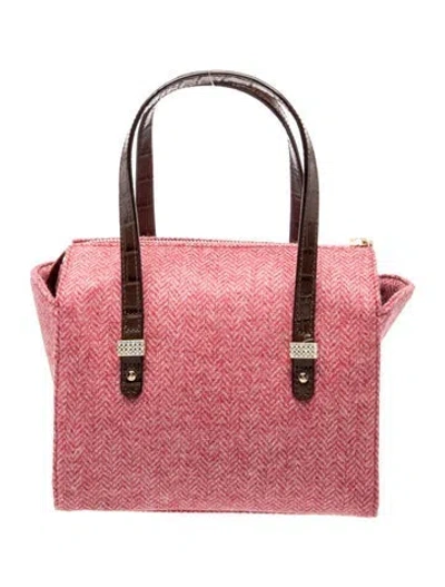 Pre-owned Frances Valentine Tweed Top Handle Bag In Pink