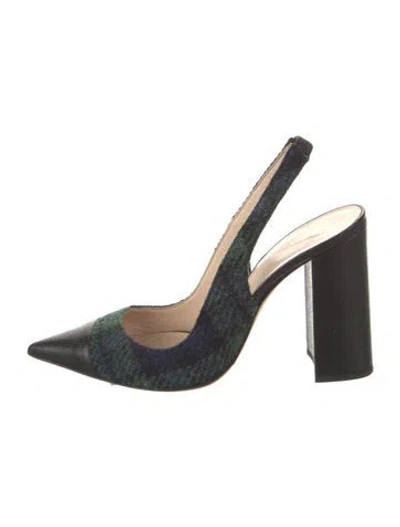 Pre-owned Frances Valentine Tweed Tweed Pattern Slingback Pumps In Black