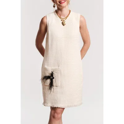 Frances Valentine Twiggy Fringe Dress Fish Boucle In White