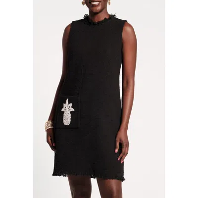 Frances Valentine Twiggy Fringe Pineapple  Dress In Black