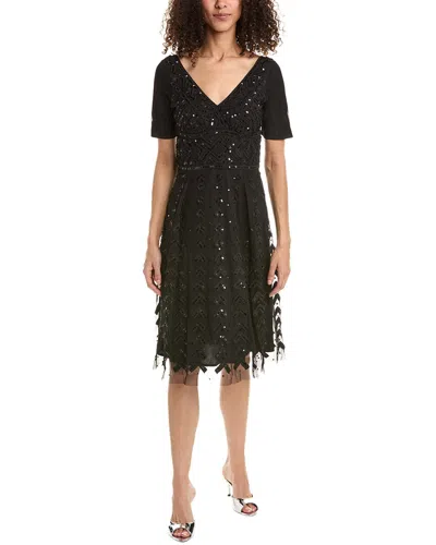 Frances Valentine Valentina Bead & Sequin A-line Midi Dress In Black