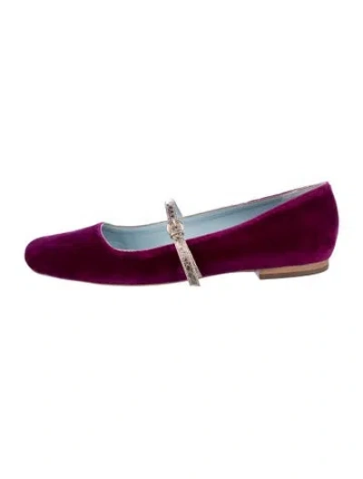 Pre-owned Frances Valentine Velvet Mary Jane Flats In Purple