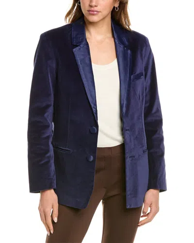 Frances Valentine Velvet Tuxedo Jacket In Blue