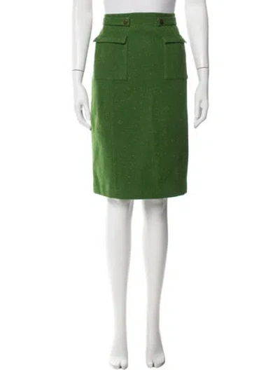 Pre-owned Frances Valentine Virgin Wool Knee-length Skirt In Green