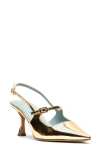 Frances Valentine Vivi Pointed Toe Slingback Pump In Gold