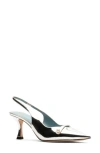 Frances Valentine Vivian Pointed Toe Slingback Pump In Leather Silver