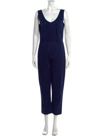 Pre-owned Frances Valentine V-neck Jumpsuit In Blue