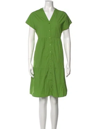 Pre-owned Frances Valentine V-neck Knee-length Dress In Green