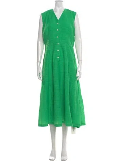 Pre-owned Frances Valentine V-neck Long Dress In Green