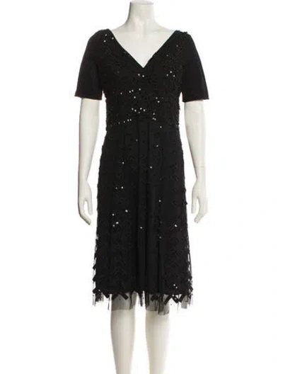 Pre-owned Frances Valentine V-neck Midi Length Dress W/ Tags In Blue