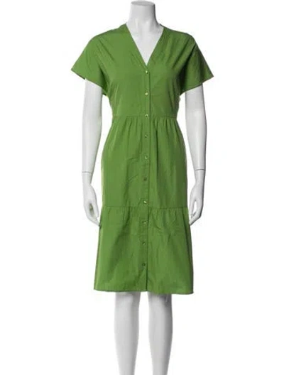 Pre-owned Frances Valentine V-neck Midi Length Dress W/ Tags In Green