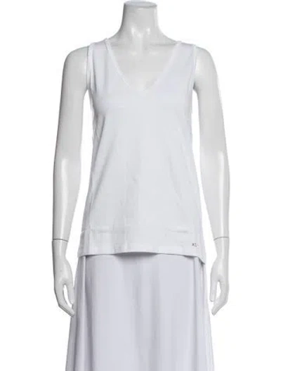 Pre-owned Frances Valentine V-neck Sleeveless Top W/ Tags In White
