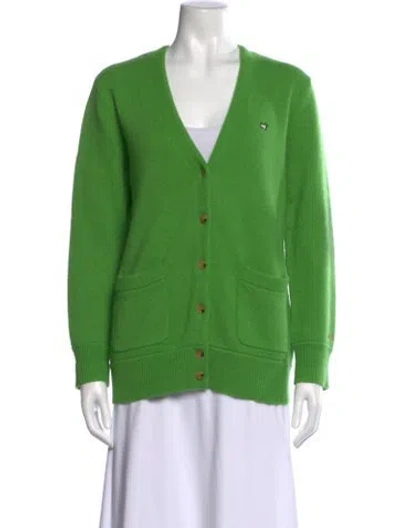 Pre-owned Frances Valentine V-neck Sweater In Green