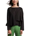 Frances Valentine Wendy Long Sleeve Top In Black In Black