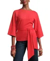 Frances Valentine Whitney Wrap Top Solid Viscose Blend Viscose Blend In Red