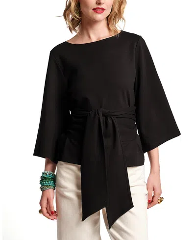 Frances Valentine Whitney Wrap Top In Black