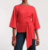 Frances Valentine Whitney Wrap Top Solid Viscose Blend Viscose Blend In Red