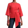 Frances Valentine Whitney Wrap Top Solid Viscose Blend Viscose Blend In Red