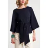 Frances Valentine Whitney Wrap Top Solid Viscose Blend Viscose Blend In Blue