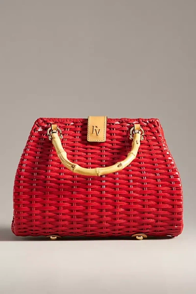 Frances Valentine Wicker Basket Bag In Red