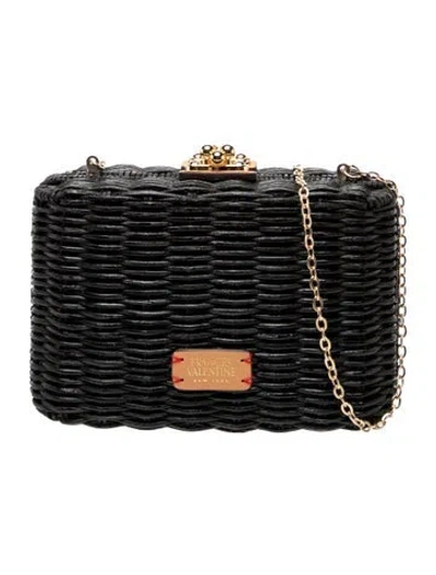 Pre-owned Frances Valentine Wicker Minaudière In Black